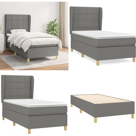 Boxspringbett mit Matratze Dunkelgrau 90x190 cm Stoff - Boxspringbett - Doppelbett - Bettenrahmen - Schlafsystem - Liegekomfort - Home & Living