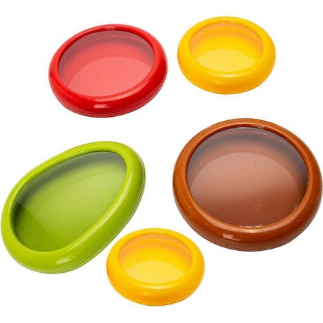 Ensemble de 5 pièces : protège-avocat, récipient en silicone pour oignons, contenants pour fruits coupés en deux - Accessoire de cuisine réutilisable (1/5)