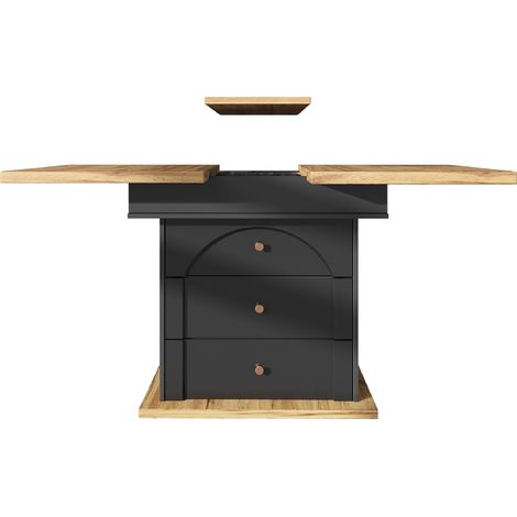 Tavolo allungabile da cucina 110-140x80 cm in MDF e metallo, nero, per 4-6 persone (1/5)
