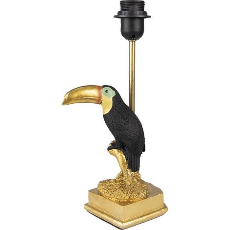 Pied de Lampe Toucan Décoratif en Polyrésine Style Botanique Doré et Noir 14 x 10 x 31 cm E27 - PANGIVO (1/3)