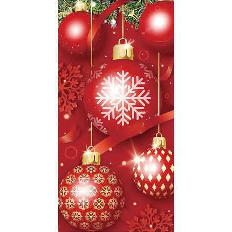 Guirlande Porte De Noël - Bandeau Décoratif Accrochage Facile Pour Porte D'Entrée Ou Porche - 71 x 35 Pouces - Motif Boules Festives (1/5)