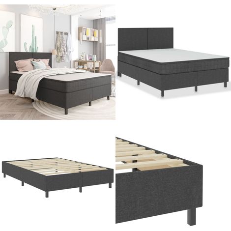 Sommier à lattes de lit Gris foncé Tissu 160x200 cm - Sommier Tapissier - Lit Double - Matelas À Ressorts - Literie - Chambre À Coucher - Home & Living (1/5)