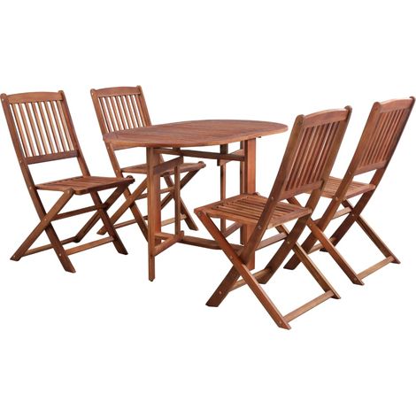 vidaXL 5 Piece Folding Outdoor Dining Set Solid Acacia Wood (1/5)