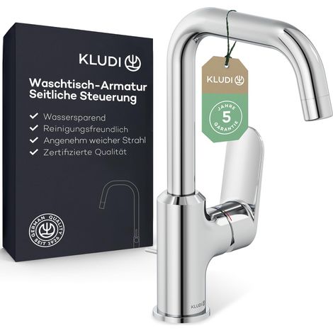 Kludi X1 - Mitigeur de lavabo avec bonde, bec pivotant, chrome 320270575