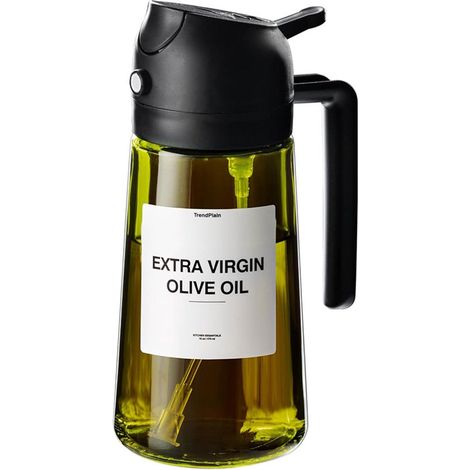 Pulverizador y dispensador de aceite - 470 ml, vidrio resistente a la luz, cocina, freidora de aire, ensalada, barbacoa (1/5)