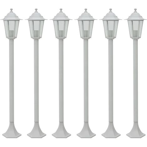 Juego de 6 luces de jardín funcionales para exteriores 110 x 19 cm aluminio blanco 020045891 (1/5)