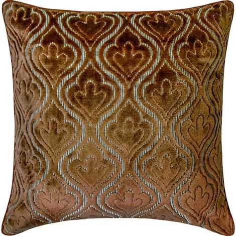 Funda de almohada decorativa HomeCentric de 50 x 50 cm, de terciopelo marrón a cuadros, para sofá, estilo geométrico moderno.