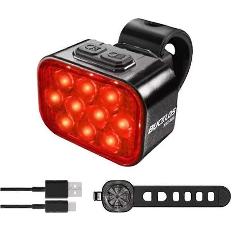 Éclairage vélo rechargeable USB BUCKLOS, éclairage LED avant et arrière, feu arrière, accessoires d'éclairage pour VTT, éclairage avant (1/5)