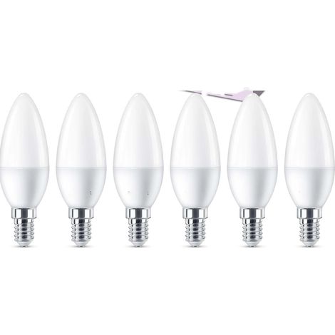 Pack de 6 ampoules LED E14 format flamme 5W 3000K blanc chaud (1/3)