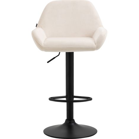 CLP – Tabouret de bar Braga en velours noir – Hauteur d'assise réglable 63-83 cm – Siège pivotant 360° – Pied trompette en métal (1/9)