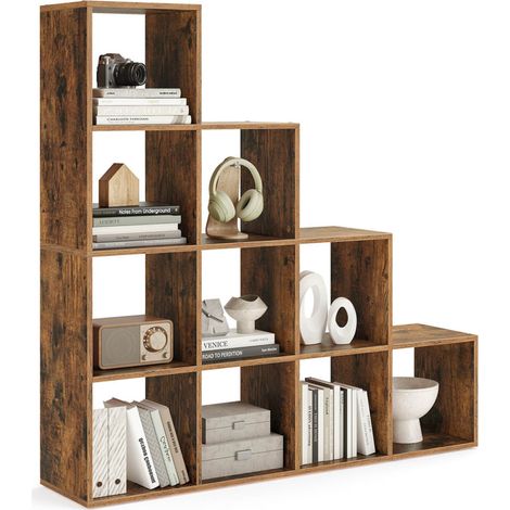 Estantería de escalera 129,5 x 29 x 129,5 cm mueble de almacenaje de 6 compartimentos para librería salón dormitorio blanco 120005762 (1/5)