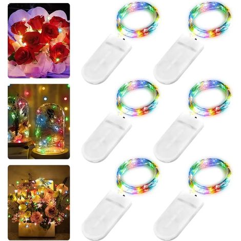 6 PCS Luces LED en Cadena con Batería, 2M 20 Luces LED en Hilo de Cobre Impermeable IP66 para Decoración de Fiesta Navidad Boda (1/5)