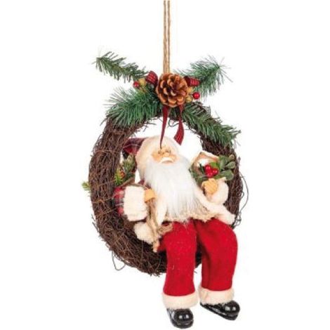 Corona Babbo Natale "Alwin" decorazione natalizia per interno Ø 30 cm