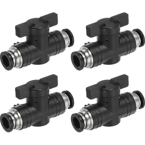 8mm (3/10") Raccord À Pousser Pour Vannes À Bille, 4 Pcs 0-60 Degrés Régulateur De Débit D'air Connecteurs Droits Rapides Raccord Tuyau D'air Système Pneumatique Pipeline, Noir (1/5)