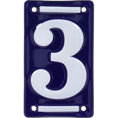 Numero Civico 3 Smaltato  7x0.5x11.8 cm Colore Blu