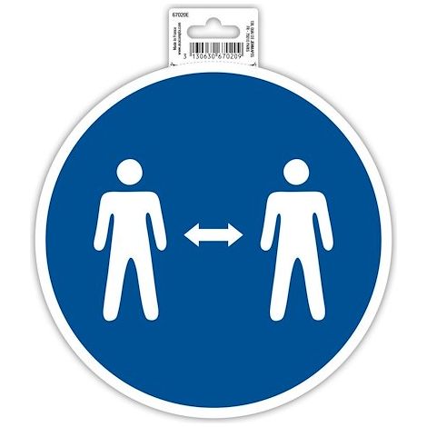 Panneau adhésif - Gardez vos distances - Rond - 20cm - Bleu/blanc - PVC - Signalétique (1/5)