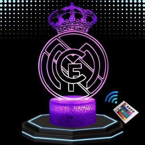 Lampe de Chevet 3D LED Real Madrid Football, Veilleuse changement de couleurs, Lampe Tactile Bureau et Chambre, idée cadeau (1/4)
