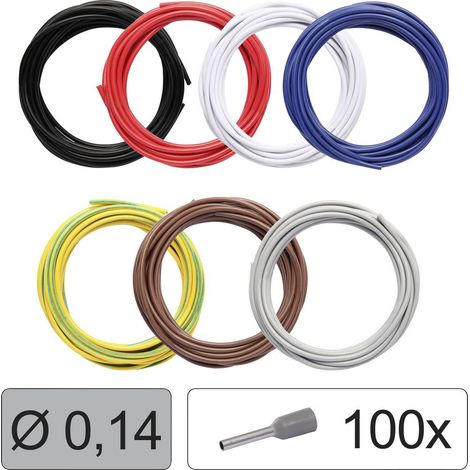 Quadrios 25CW110 Filo singolo LiFY 0.14 mm² Nero, Rosso, Bianco, Blu, Giallo-Verde, Marrone, Grigio 1 KIT