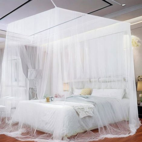 Moustiquaire De Lit, 220 X 210 X 200Cm - Moustiquaire De Voyage En Polyester Pour Lits Simples Et Doubles, Blanc[W24] (1/5)