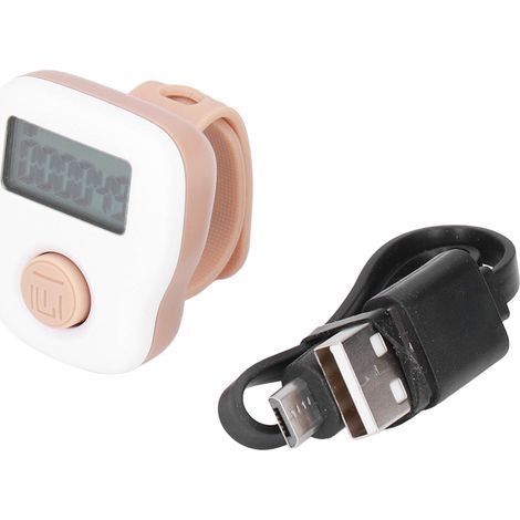 Anneau de comptage manuel lumineux à bague blanche, rechargeable par USB, en silicone résistant à la transpiration. (1/5)