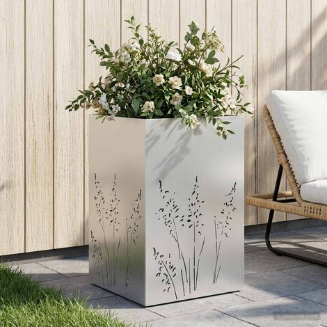 vidaXL Macetero de Jardín Plateado 50 x 50 x 75 cm Acero Galvanizado (1/5)