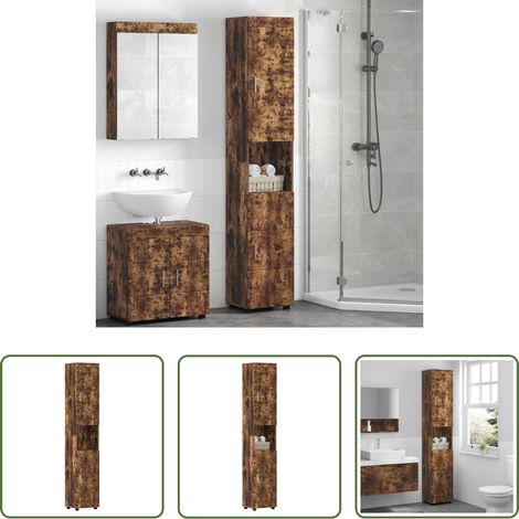 Holzschrank - Badezimmerschrank-Set TULUM Geräucherte Eiche Holzwerkstoff (1/5)