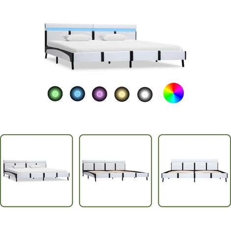 vidaXL Lits blanc -  Cadre de lit avec LED sans matelas blanc 180x200 cm (1/5)