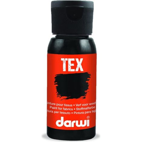 Peinture pour tissus - Noir - Opaque - Peinture à l'eau - Tex - Darwi - 50ml