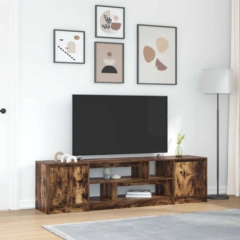 Mueble de TV de roble ahumado 188,5x41x50 cm Madera ingeniería