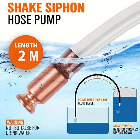 2 pièces : 1 pompe à siphon manuelle à manivelle de 200 cm + 1 serre-joint métallique, construction en laiton pour piscines, spas, bains à remous, grands récipients, pompe manuelle portable, facile à (1/3)