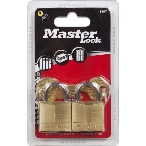 Lot de 2 Cadenas en laiton pour cave, malle, vestiaire, 30mm avec serrure à clé Or (1/2)