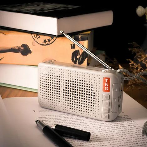 (Gris) Radio FM solaire avec lampe torche et enceinte Bluetooth portable (1/5)