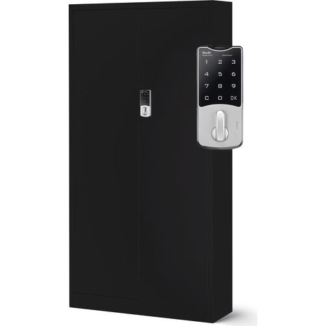 Armoire métallique de bureau pour dossiers DANIEL, 900 x 1850 x 400 mm, noire