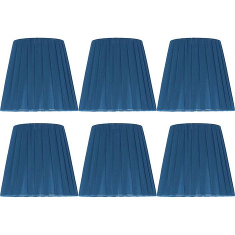 6 Pièces Abat-jour en Tissu Moderne pour Cristal Clip sur Lustre Applique Murale Bleu (1/5)
