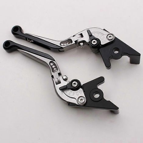 Compatible avec la moto Aprilia DORSODURO 900 : poignée de frein modifiée, fixations en alliage d'aluminium (gris, une paire télescopique). (1/5)