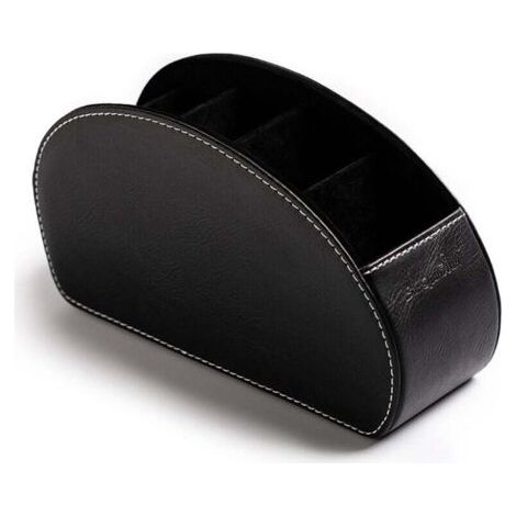 Support de télécommande en cuir PU, organiseur multifonction avec 5 compartiments, boîte de rangement pour télécommandes TV, crayons, pinceaux de maquillage (1/4)