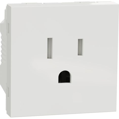Unica prise standard US 15A 2P+T 2 modules Blanc mécanisme seul SCHNEIDER NU302818 (1/3)