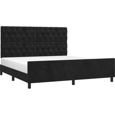 Cadre de lit sans matelas noir 160x200 cm velours vidaXL (1/5)