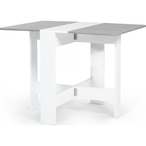 Idmarket – Table console pliante 2-4 personnes – Dimensions 103 x 76 cm – Plateau effet béton – Idéale pour petits espaces