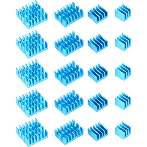 20pcs Blue Aluminum Heat Sink CPU Cooler with Adhesive for Raspberry Pi 2/3/4 3b 4B