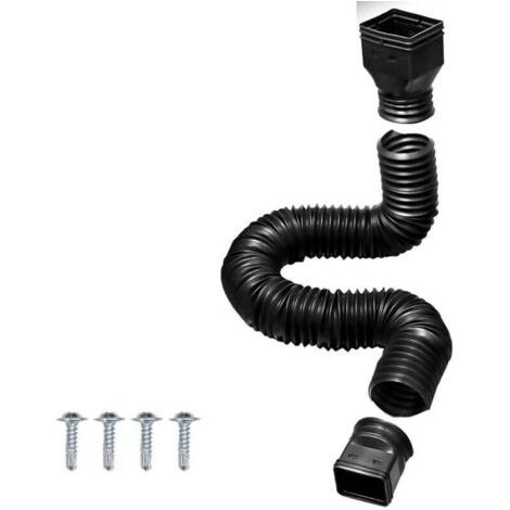 BARKBUSTERS Rallonge de Tuyau de Descente de Gouttière, Rallonge de Tuyau de Descente Flexible Rétractable, Connecteur de Drainage d'eau de Pluie, Extensible de 20 à 59 Pouces, avec 4 Vis (Le Noir) (1/4)