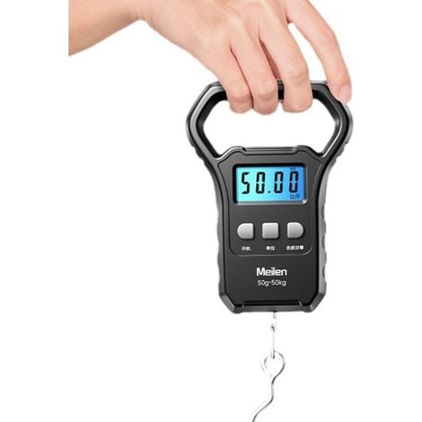 Angelwaage, Hängende Gepäckwaage (50 kg) mit hintergrundbeleuchtetem LCD-Bildschirm, für Koffer mit großen Griffen, Digitale Briefwaage (1/4)