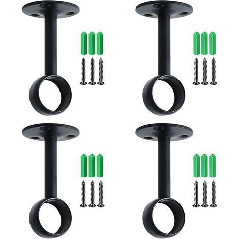 supports de tringle à rideaux, supports de tringle à rideaux en acier inoxydable, avec 8 vis et 8 vis d'expansion, supports de tringle à fixation au plafond