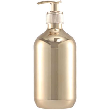 Distributeurs de Savon à Main pour le Bain ou la Cuisine, Bouteilles de Shampoing en Plastique, Inoxydable, Conteneur de Gel Douche Rond Boston en Or Chrome, 500ml lot de 2 or et argent (1/4)