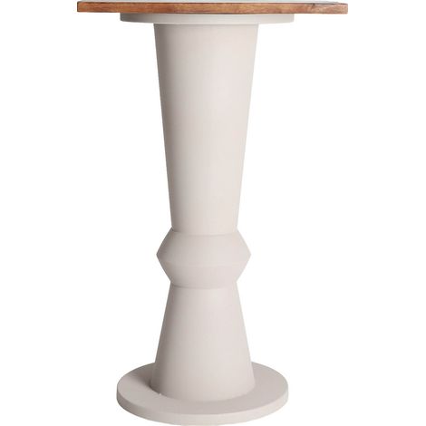 Table haute contemporaine en fer beige et bois de manguier brun - Beige fer et bois de manguier brun (1/5)