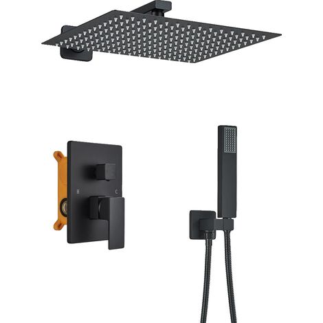 Conjunto de ducha, montado en la pared, con doble función de control, 12 pulgadas de ancho. (1/2)