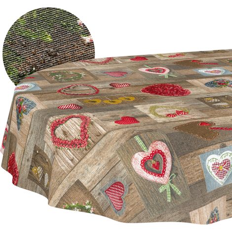 Nappe enduite Cœurs Ovale 180x140 cm Anti-Taches (1/5)