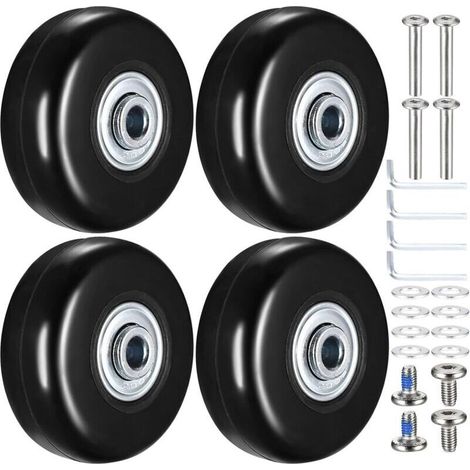 4 Pcs Roulettes de Valise de Remplacement, Roues de Remplacement pour Valise, 50x18mm Roues de Bagages de Remplacement, Roues de Chariot de Remplacement en Caoutchouc pour Valises et Trolleys (1/5)