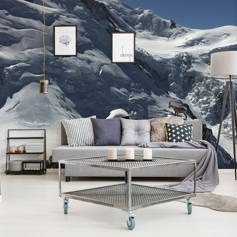 Papier peint intissé Rencontre en Montagne, 270 cm X 250 cm, Chamois et Alpinistes (1/3)