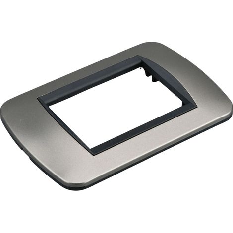 Placca Plastica Ovale MBL 3 Moduli/Posti Compatibile Bticino Living 17 Colori Disponibili (Titanio)